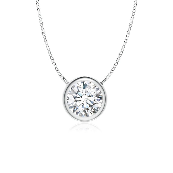 ANGARA Natural Bezel-Set Diamond Solitaire Necklace in 14K White Gold for Women (Size-3.4mm| Color-G| Clarity-VS2) | April Birthstone, Anniversary, Jewelry Gift for Women | Natural Diamond Necklace