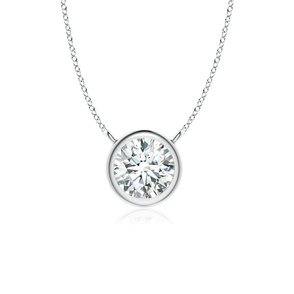 ANGARA Natural Bezel-Set Diamond Solitaire Necklace in 14K White Gold for Women (Size-3.4mm| Color-G| Clarity-VS2) | April Birthstone, Anniversary, Jewelry Gift for Women | Natural Diamond Necklace
