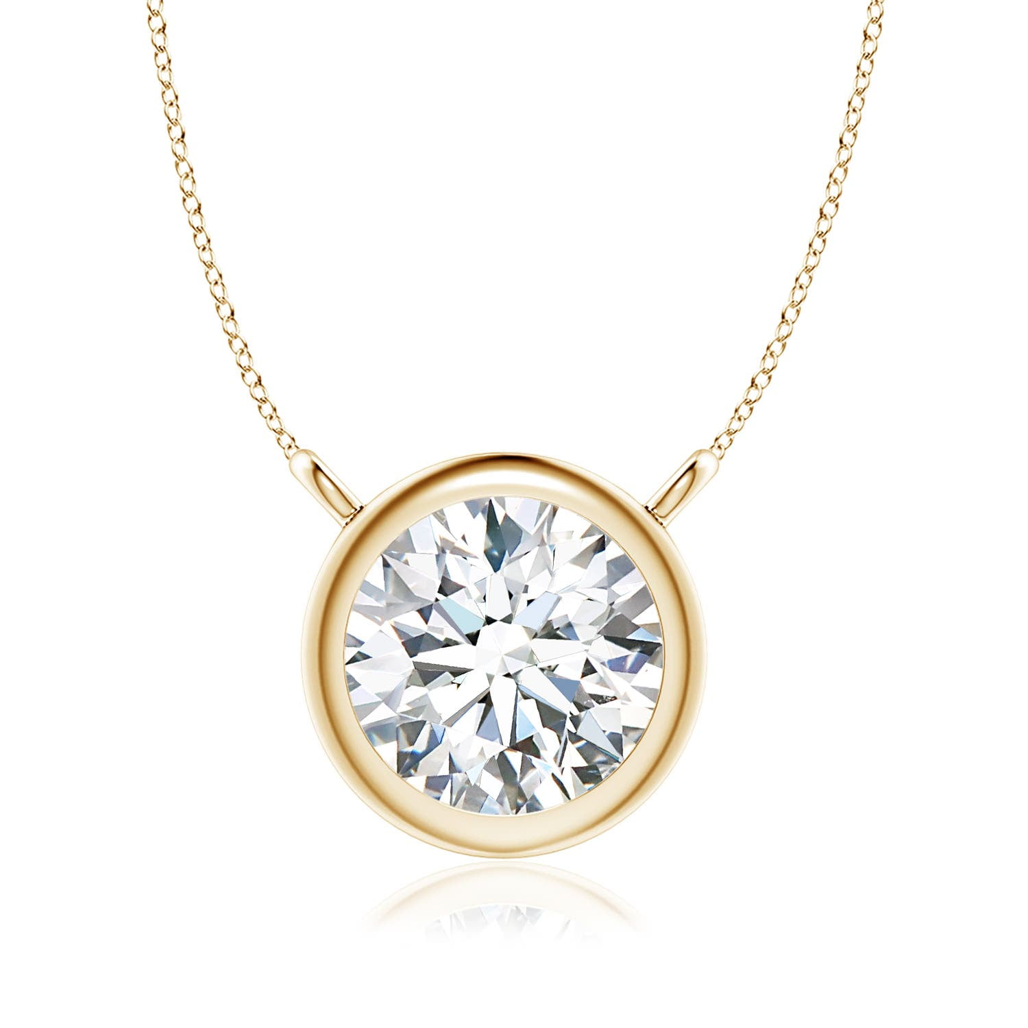 ANGARA Natural Bezel-Set Diamond Solitaire Necklace in 14K