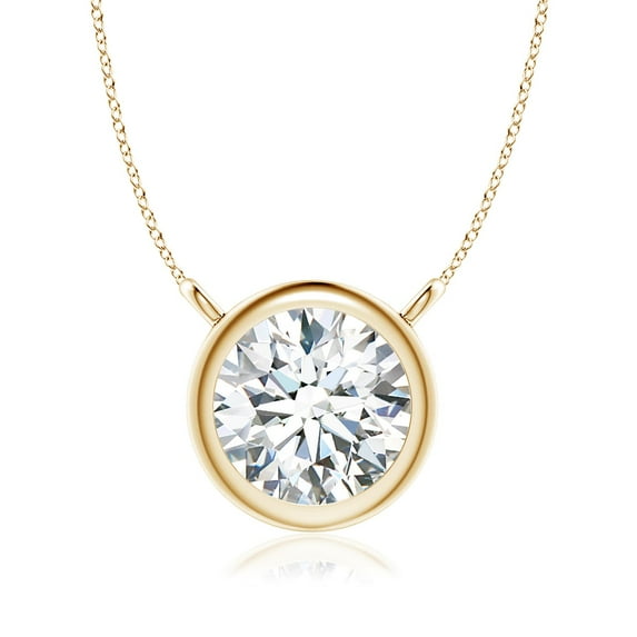 ANGARA Natural Bezel-Set Diamond Solitaire Necklace in 14K Yellow Gold for Women (Size-5.1mm| Color-G| Clarity-VS2) | April Birthstone, Anniversary, Jewelry Gift for Women | Natural Diamond Necklace
