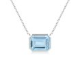 thumbnail image 1 of ANGARA Natural Bezel-Set Emerald-Cut Aquamarine Pendant in 14K White Gold for Women (Size-7x5mm) | March Birthstone, Birthday, Anniversary, Jewelry Gift for Women | Natural Aquamarine Necklace, 1 of 8