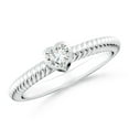 thumbnail image 1 of ANGARA Natural Bezel-Set Heart-Shaped Diamond Ribbed Ring in 14K White Gold for Women (Size-4mm| Color-G| Clarity-VS2) | April Birthstone, Anniversary, Jewelry Gift for Women | Natural Diamond Ring, 1 of 9