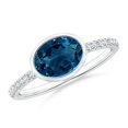thumbnail image 1 of ANGARA Natural Oval 1.5 ct London Blue Topaz and Diamond Ring in 14K White Gold for Women (Size-8x6mm) | November Birthstone, Anniversary, Jewelry Gift for Women | Natural London Blue Topaz Ring, 1 of 10