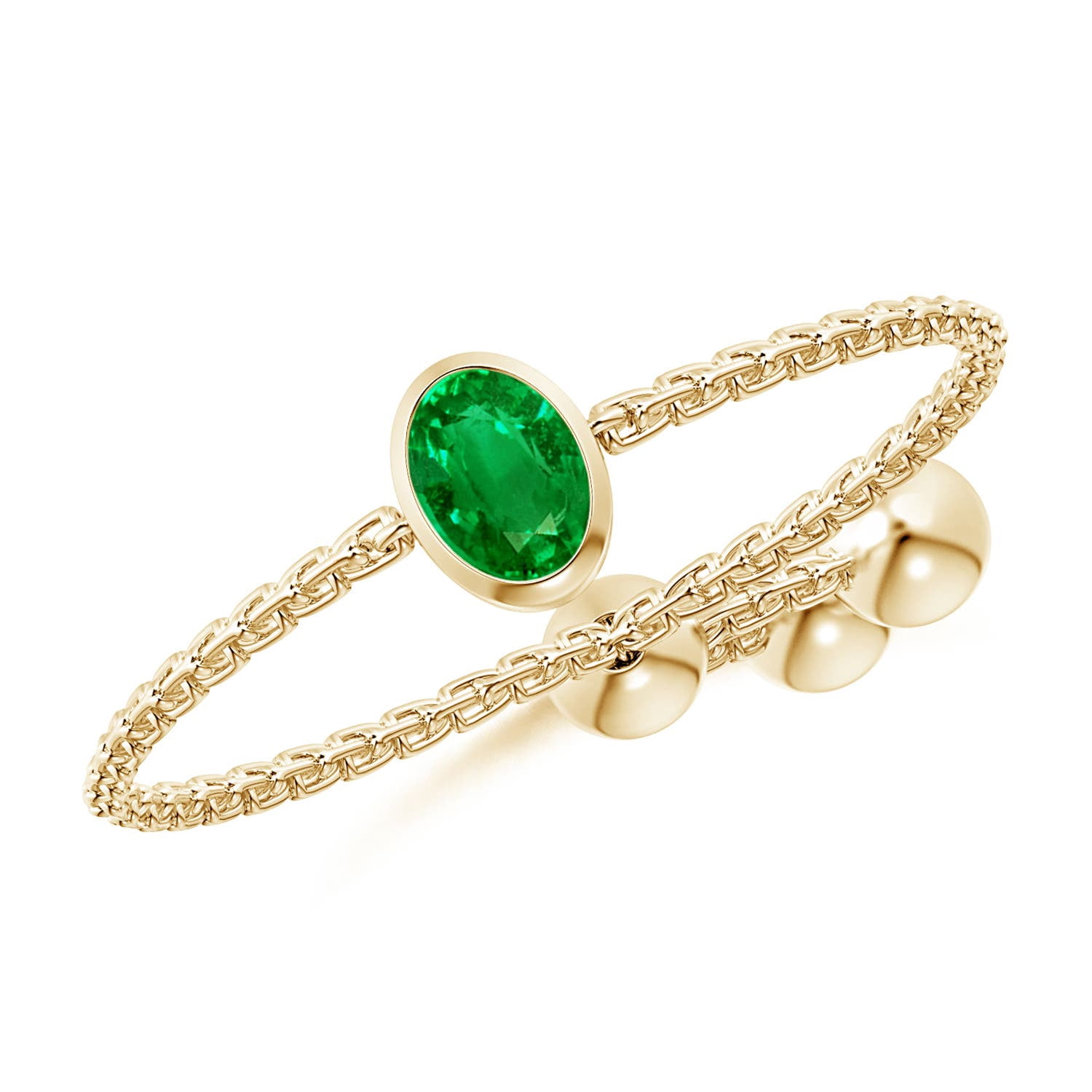ANGARA Natural Bezel-Set Oval Emerald Bolo Ring in 14K Yellow Gold for ...