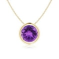 thumbnail image 1 of Angara Necklace - Natural Round 1.15 ct Amethyst Solitaire Pendant Necklace in 14K Yellow Gold for Women (Size-7mm) | February Birthstone, Birthday, Anniversary, Christmas, Jewelry Gift for Women, 1 of 10