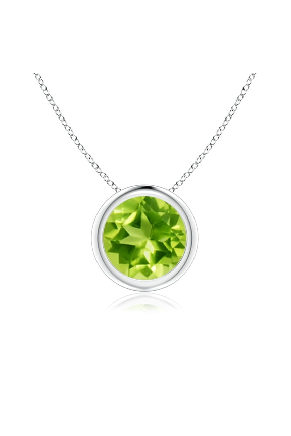 Natural Bezel-Set Round 1.4 ct Peridot Solitaire Pendant in 925 Sterling Silver for Women (Size-7mm) | August Birthstone, Anniversary, Jewelry Gift for Women | Natural Peridot Necklace