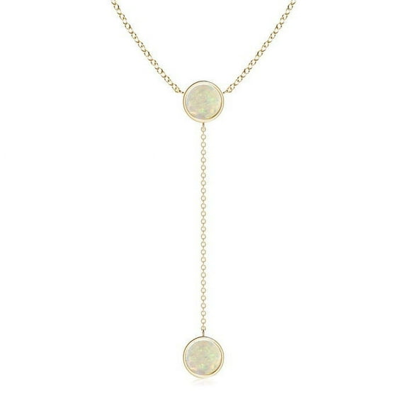 ANGARA Natural Bezel-Set Round 1.5 ct Opal Lariat Style Necklace in 14K Yellow Gold for Women (Size-7mm) | October Birthstone, Birthday, Anniversary, Jewelry Gift for Women | Natural Opal Necklace