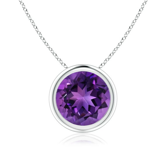 Angara Necklace - Natural Round 1.7 ct Amethyst Solitaire Pendant Necklace in 925 Sterling Silver for Women (Size-8mm) | February Birthstone, Birthday, Anniversary, Christmas, Jewelry Gift for Women