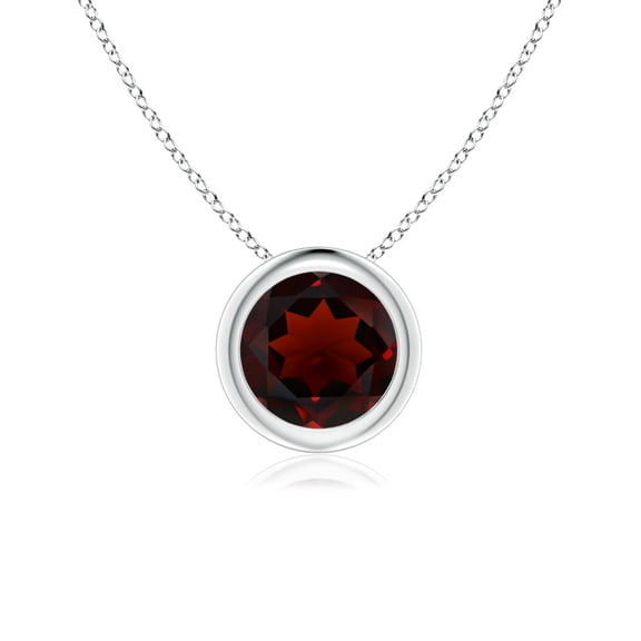 ANGARA Natural Bezel-Set Round 1 ct Garnet Solitaire Pendant in 925 Sterling Silver for Women (Size-6mm) | January Birthstone, Birthday, Anniversary, Jewelry Gift for Women | Natural Garnet Necklace