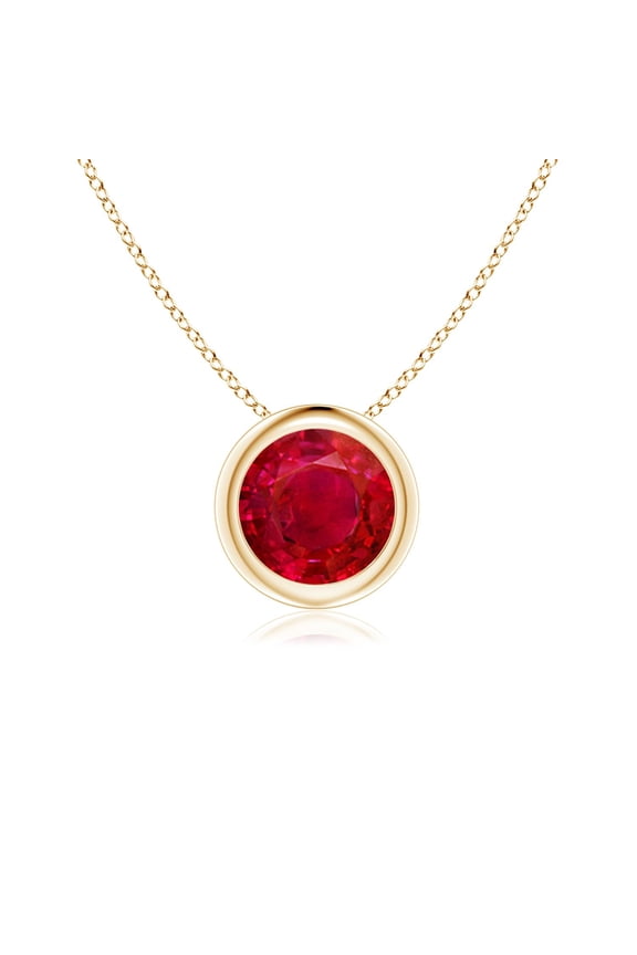 Natural Bezel-Set Round 1 ct Ruby Solitaire Pendant in 14K Yellow Gold for Women (Size-6mm) | July Birthstone, Birthday, Anniversary, Jewelry Gift for Women | Natural Ruby Necklace