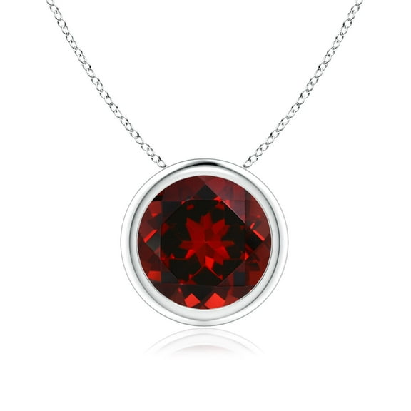 ANGARA Natural Bezel-Set Round 2.2 ct Garnet Solitaire Pendant in Platinum for Women (Size-8mm) | January Birthstone, Birthday, Anniversary, Jewelry Gift for Women | Natural Garnet Necklace