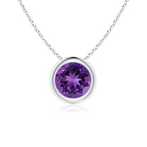 ANGARA Natural Bezel-Set Round Amethyst Solitaire Pendant in 925 Sterling Silver for Women (Size-6mm) | February Birthstone, Birthday, Anniversary, Jewelry Gift for Women | Natural Amethyst Necklace