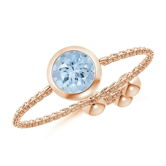 ANGARA Natural Bezel-Set Round Aquamarine Solitaire Bolo Ring in 14K Rose Gold for Women (Size-5mm) | March Birthstone, Birthday, Anniversary, Jewelry Gift for Women | Natural Aquamarine Ring