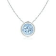 thumbnail image 1 of ANGARA Natural Bezel-Set Round Aquamarine Solitaire Pendant in 925 Sterling Silver for Women (Size-5mm) | March Birthstone, Birthday, Anniversary, Jewelry Gift for Women | Natural Aquamarine Necklace, 1 of 7