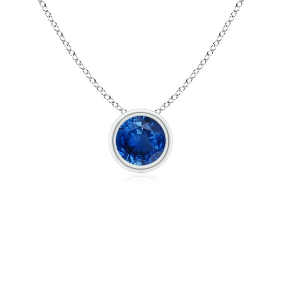 ANGARA Natural Bezel-Set Round Blue Sapphire Solitaire Pendant in 14K White Gold for Women (Size-4mm) | September Birthstone, Anniversary, Jewelry Gift for Women | Natural Blue Sapphire Necklace