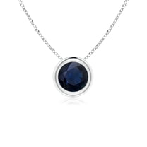ANGARA Natural Bezel-Set Round Blue Sapphire Solitaire Pendant in 14K White Gold for Women (Size-5mm) | September Birthstone, Anniversary, Jewelry Gift for Women | Natural Blue Sapphire Necklace