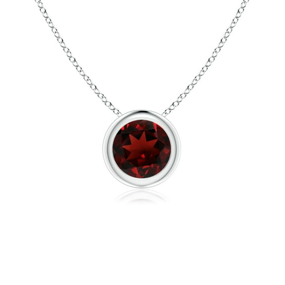ANGARA Natural Bezel-Set Round Garnet Solitaire Pendant in 925 Sterling Silver for Women (Size-5mm) | January Birthstone, Birthday, Anniversary, Jewelry Gift for Women | Natural Garnet Necklace