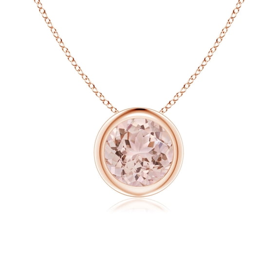 ANGARA Natural Bezel-Set Round Morganite Solitaire Pendant in 14K Rose Gold for Women | Birthday, Anniversary, Jewelry Gift for Women | Natural Morganite Necklace