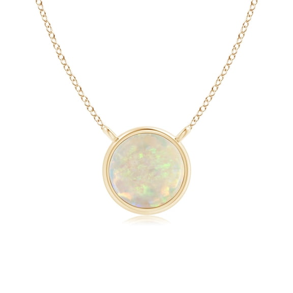 Angara Natural Opal Necklace - Round Opal Necklace in 14K Yellow Gold for Women (Size-5mm) - October Birthstone Jewelry | 14K Yellow Gold Necklace