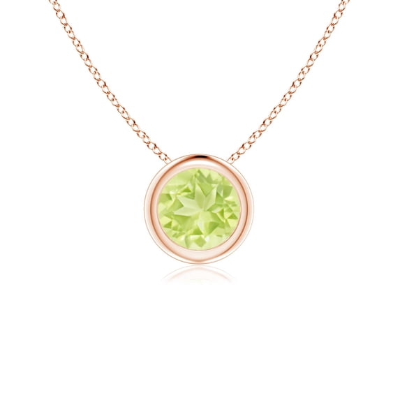 ANGARA Natural Bezel-Set Round Peridot Solitaire Pendant in 14K Rose Gold for Women (Size-5mm) | August Birthstone, Birthday, Anniversary, Jewelry Gift for Women | Natural Peridot Necklace