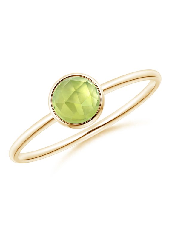 Natural Bezel Set Round Peridot Stackable Ring in 14K Yellow Gold for Women (Size-5mm) | August Birthstone, Birthday, Anniversary, Jewelry Gift for Women | Natural Peridot Ring