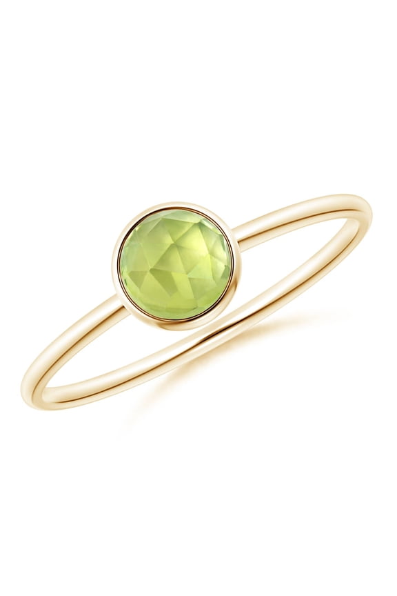 Natural Bezel Set Round Peridot Stackable Ring in 14K Yellow Gold for Women (Size-5mm) | August Birthstone, Birthday, Anniversary, Jewelry Gift for Women | Natural Peridot Ring
