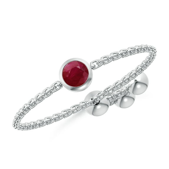 ANGARA Natural Bezel-Set Round Ruby Bolo Ring in 14K White Gold for Women (Size-3mm) | July Birthstone, Birthday, Anniversary, Jewelry Gift for Women | Natural Ruby Ring