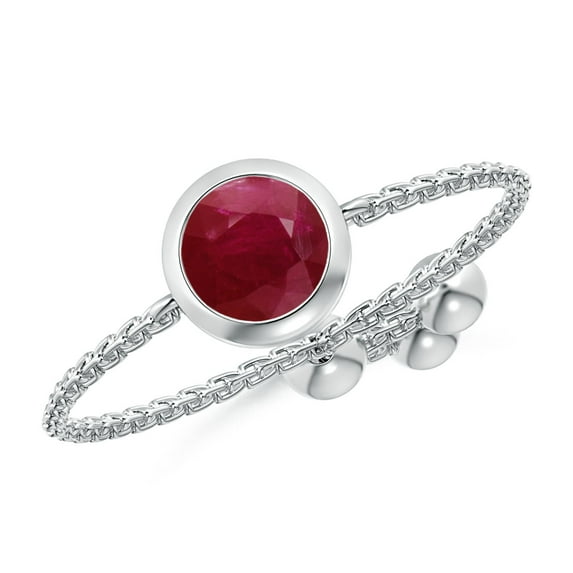 ANGARA Natural Bezel-Set Round Ruby Solitaire Bolo Ring in 14K White Gold for Women (Size-5mm) | July Birthstone Jewelry for Her