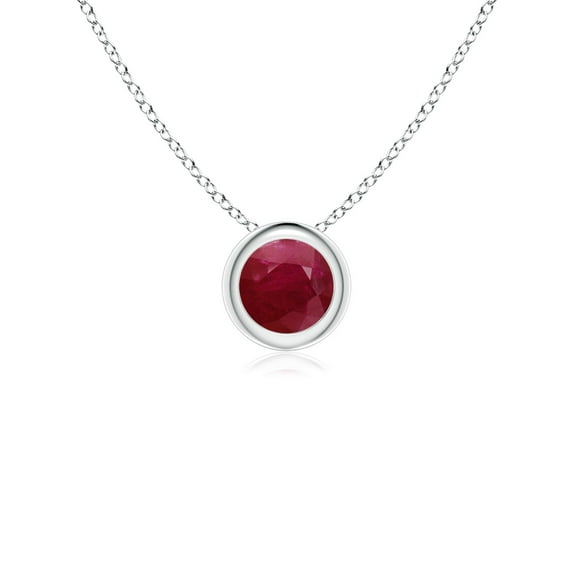 ANGARA Natural Bezel-Set Round Ruby Solitaire Pendant in Platinum for Women (Size-4mm) | July Birthstone, Birthday, Anniversary, Jewelry Gift for Women | Natural Ruby Necklace