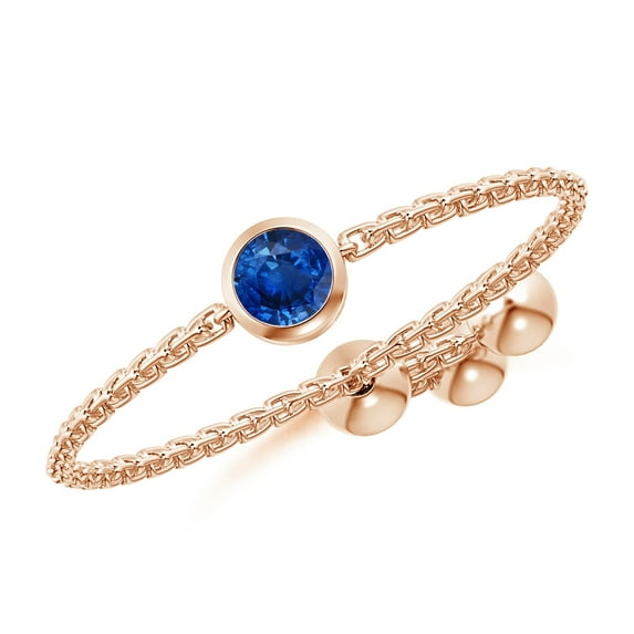 ANGARA Natural Bezel-Set Round Sapphire Bolo Ring in 14K Rose Gold for Women (Size-3mm) | September Birthstone, Birthday, Anniversary, Jewelry Gift for Women | Natural Blue Sapphire Ring