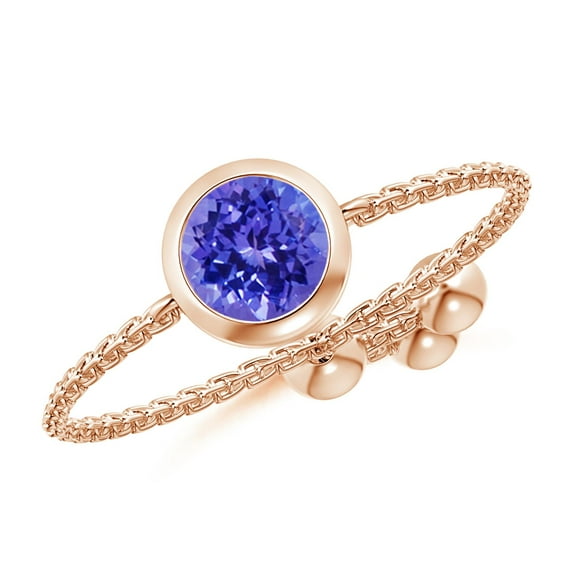 ANGARA Natural Bezel-Set Round Tanzanite Solitaire Bolo Ring in 14K Rose Gold for Women (Size-5mm) | December Birthstone, Birthday, Anniversary, Jewelry Gift for Women | Natural Tanzanite Ring