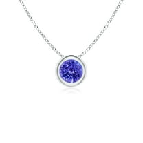 ANGARA Natural Bezel-Set Round Tanzanite Solitaire Pendant in 14K White Gold for Women (Size-4mm) | December Birthstone, Birthday, Anniversary, Jewelry Gift for Women | Natural Tanzanite Necklace