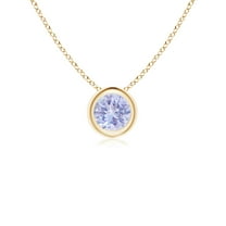 ANGARA Natural Bezel-Set Round Tanzanite Solitaire Pendant in 14K Yellow Gold for Women (Size-4mm) | December Birthstone, Birthday, Anniversary, Jewelry Gift for Women | Natural Tanzanite Necklace
