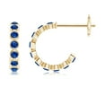 thumbnail image 1 of ANGARA Natural Bezel-Set Sapphire Huggie Hoop Earrings in 14K Yellow Gold for Women (Size-1.8mm) | September Birthstone, Birthday, Anniversary, Jewelry Gift for Women | Natural Blue Sapphire Earrings, 1 of 8