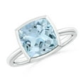 thumbnail image 1 of ANGARA Natural Bezel-Set Solitaire Cushion 2.7 ct Aquamarine Ring in 14K White Gold for Women (Size-9mm) | March Birthstone, Birthday, Anniversary, Jewelry Gift for Women | Natural Aquamarine Ring, 1 of 8