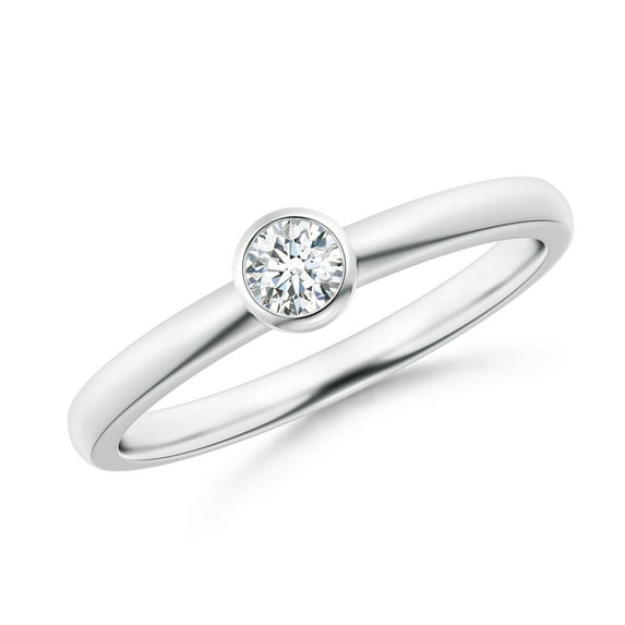 ANGARA Natural Bezel-Set Solitaire Diamond Stackable Ring in 14K White Gold for Women (Size-3.5mm| Color-G| Clarity-VS2) | April Birthstone, Anniversary, Jewelry Gift for Women | Natural Diamond Ring