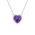 thumbnail image 1 of ANGARA Natural Bezel-Set Solitaire Heart Amethyst Pendant in 14K White Gold for Women (Size-4mm) | February Birthstone, Birthday, Anniversary, Jewelry Gift for Women | Natural Amethyst Necklace, 1 of 9