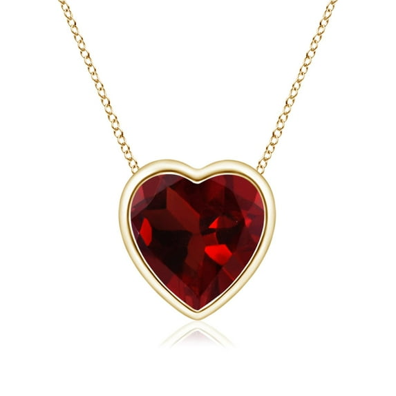 ANGARA Natural Bezel-Set Solitaire Heart Garnet Pendant in 14K Yellow Gold for Women (Size-6mm) | January Birthstone, Birthday, Anniversary, Jewelry Gift for Women | Natural Garnet Necklace