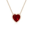 thumbnail image 1 of ANGARA Natural Bezel-Set Solitaire Heart Ruby Pendant in 14K Rose Gold for Women (Size-4mm) | July Birthstone, Birthday, Anniversary, Jewelry Gift for Women | Natural Ruby Necklace, 1 of 8