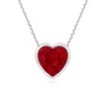thumbnail image 1 of ANGARA Natural Bezel-Set Solitaire Heart Ruby Pendant in 14K White Gold for Women (Size-5mm) | July Birthstone, Birthday, Anniversary, Jewelry Gift for Women | Natural Ruby Necklace, 1 of 9
