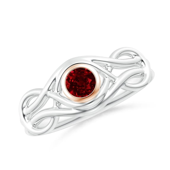 ANGARA Natural Bezel-Set Solitaire Ruby Dual Infinity Ring in 14K White & Rose Gold for Women (Size-4mm) | July Birthstone, Birthday, Anniversary, Jewelry Gift for Women | Natural Ruby Ring
