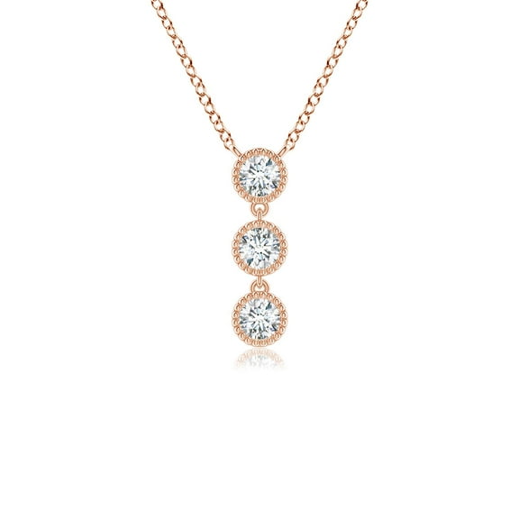 ANGARA Natural Bezel-Set Three Stone Diamond Necklace in 14K Rose Gold for Women (Size-2.8mm| Color-G| Clarity-VS2) | April Birthstone, Anniversary, Jewelry Gift for Women | Natural Diamond Necklace