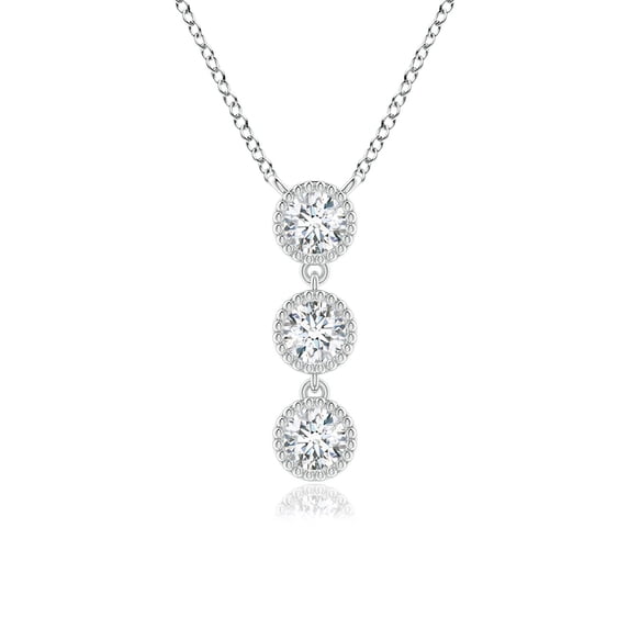 ANGARA Natural Bezel-Set Three Stone Diamond Necklace in 14K White Gold for Women (Size-3.6mm| Color-G| Clarity-VS2) | April Birthstone, Anniversary, Jewelry Gift for Women | Natural Diamond Necklace