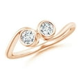 thumbnail image 1 of ANGARA Natural Bezel-Set Two Stone Diamond Engagement Ring in 14K Rose Gold for Women (Size-3.7mm| Color-G| Clarity-VS2) | April Birthstone, Anniversary, Jewelry Gift for Women | Natural Diamond Ring, 1 of 7
