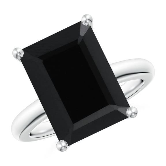 ANGARA Natural Black Onyx Solitaire Ring for Women, Girls in Silver Ring Size-7 (Stone Grade: Best-AAA, Size-14x10mm) Jewelry Gift for Her Birthday, Engagement, Wedding, Anniversary