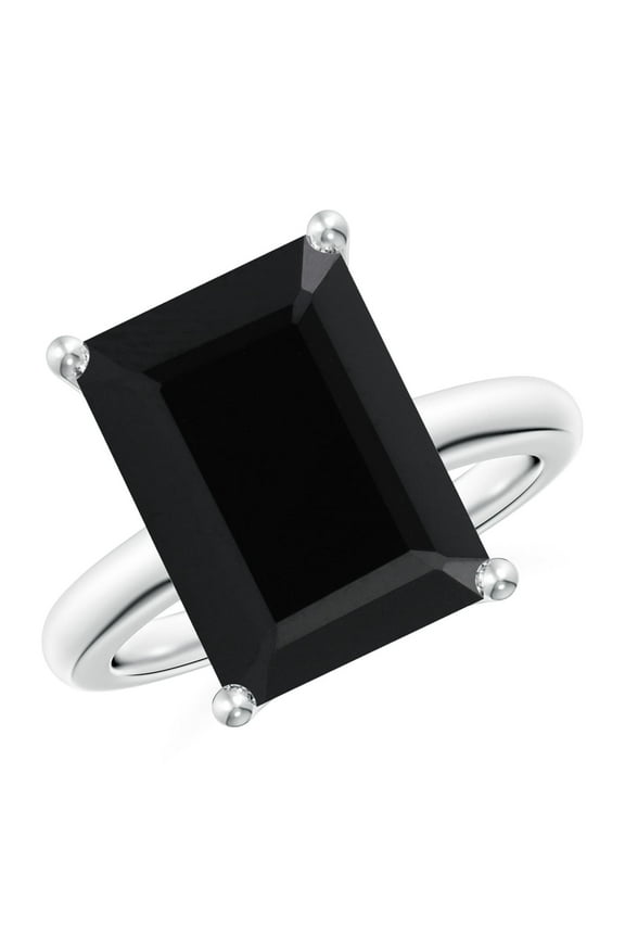 Natural Black Onyx Solitaire Ring for Women, Girls in Silver Ring Size-7 (Stone Grade: Best-AAA, Size-14x10mm) Jewelry Gift for Her Birthday, Engagement, Wedding, Anniversary