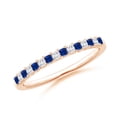thumbnail image 1 of ANGARA Natural Blue Sapphire and Diamond Semi Eternity Wedding Ring in 14K Rose Gold for Women (Size-1.5mm) | September Birthstone, Anniversary, Jewelry Gift for Women | Natural Blue Sapphire Ring, 1 of 11