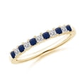 thumbnail image 1 of ANGARA Natural Blue Sapphire and Diamond Semi Eternity Wedding Ring in 14K Yellow Gold for Women (Size-1.9mm) | September Birthstone, Anniversary, Jewelry Gift for Women | Natural Blue Sapphire Ring, 1 of 11