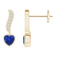 thumbnail image 1 of ANGARA Natural Blue Sapphire and Diamond Swirl Drop Earrings in 14K Yellow Gold for Women (Size-4mm) | September Birthstone, Anniversary, Jewelry Gift for Women | Natural Blue Sapphire Earrings, 1 of 7