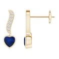 thumbnail image 1 of ANGARA Natural Blue Sapphire and Diamond Swirl Drop Earrings in 14K Yellow Gold for Women (Size-4mm) | September Birthstone, Anniversary, Jewelry Gift for Women | Natural Blue Sapphire Earrings, 1 of 7